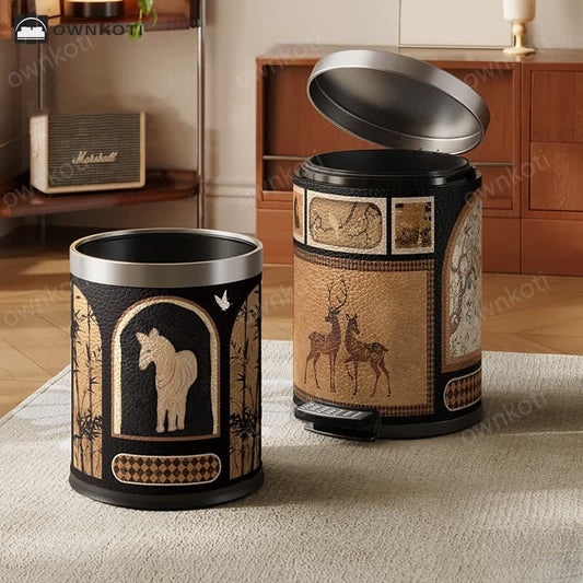 Luxurious Leather Vintage Trash Can