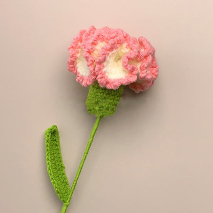 Creative Handmade Knitted Crochet Carnation - Gradient Pink - 3PCS - 3.15"W x 3.15"L x 13.39"H - image 2