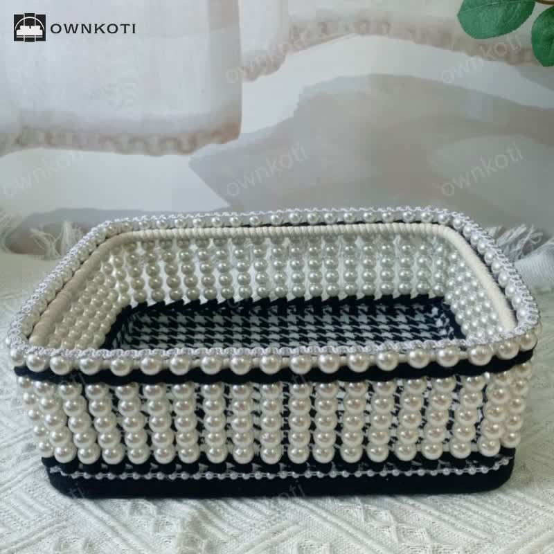 Handmade Beaded Woven Storage Basket