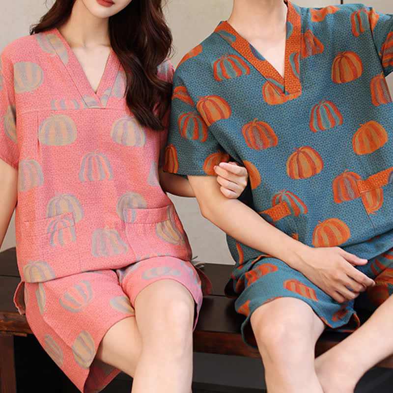 Plus Size Cotton Pumpkin Couple Pajama Set - image 3