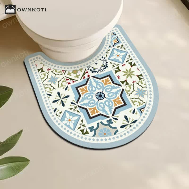 Vintage Geometric Pattern Diatom Mud Anti-slip Bath Mat