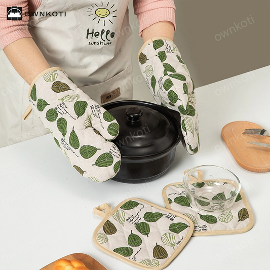 Cotton Linen High Heat Resistant Cooking Oven Mitt