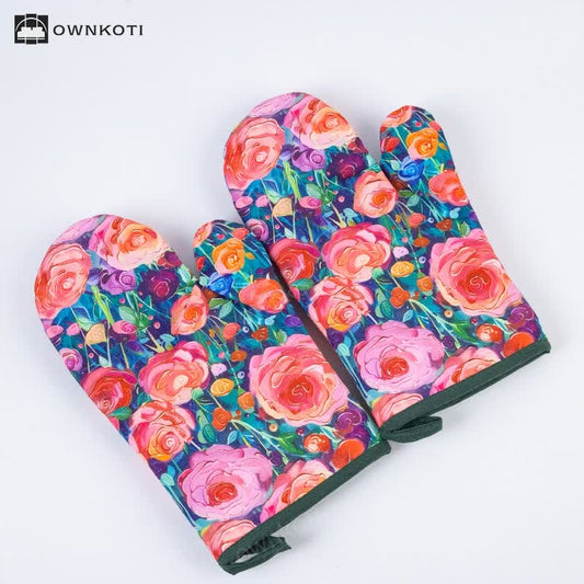 Floral Waterproof Anti-scalding Cooking Oven Mitt