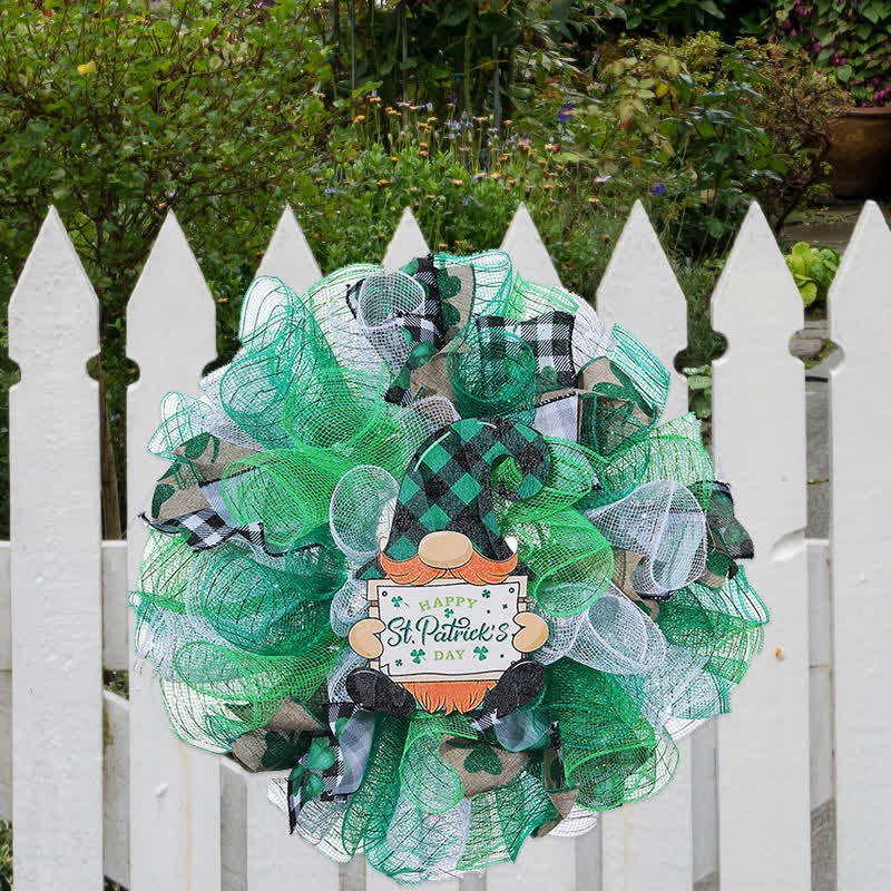 St. Patrick's Day Ribbon Doll Wreath Hanging Decor