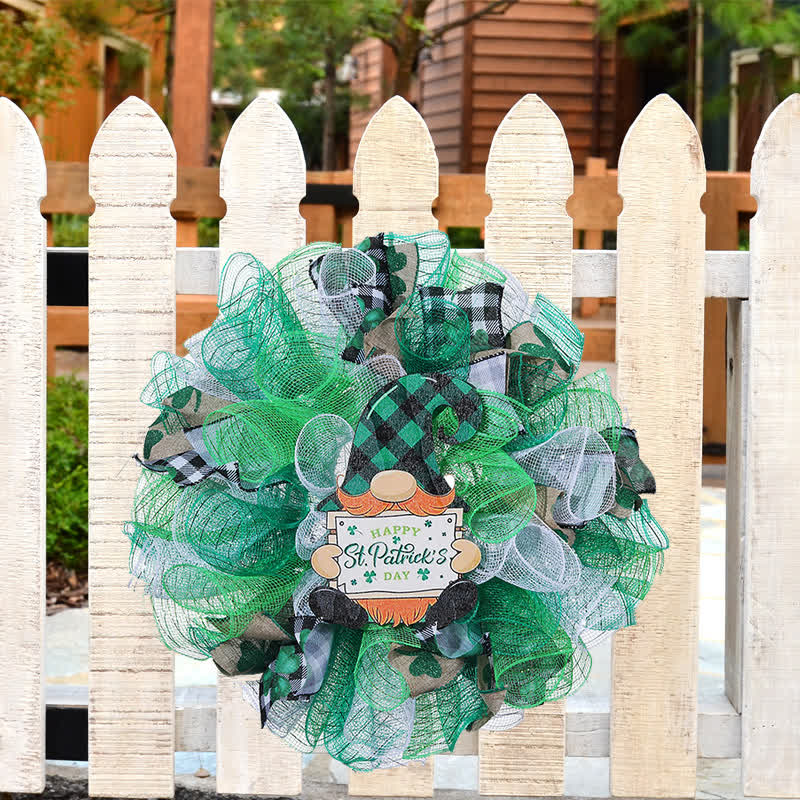 St. Patrick's Day Ribbon Doll Wreath Hanging Decor