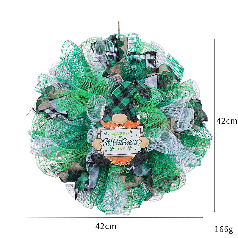 St. Patrick's Day Ribbon Doll Wreath Hanging Decor