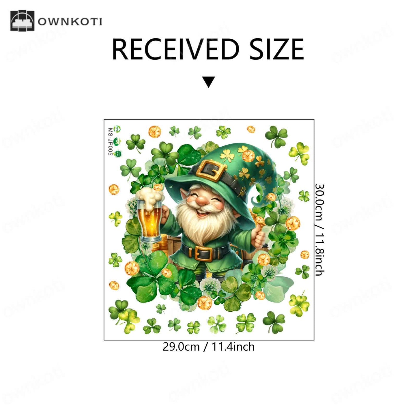 Shamrock Leprechaun Decorative Window Cling Wall Sticker