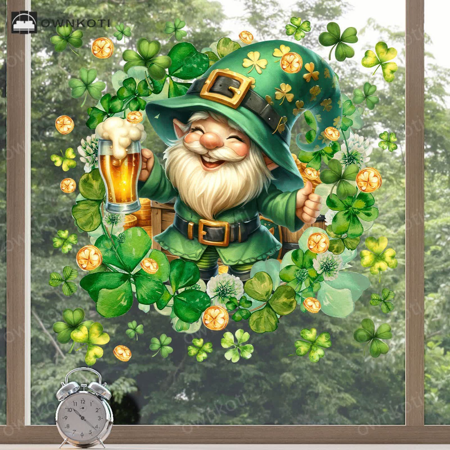 Shamrock Leprechaun Decorative Window Cling Wall Sticker