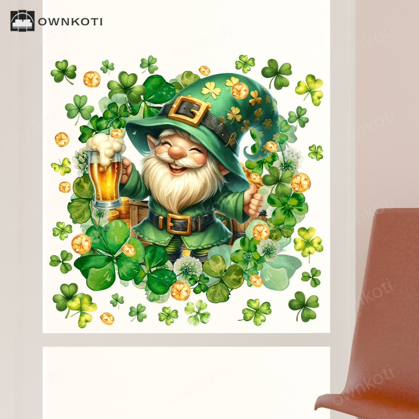 Shamrock Leprechaun Decorative Window Cling Wall Sticker
