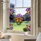 Floral Butterfly Stained Static Window Sticker