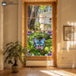 Floral Butterfly Stained Static Window Sticker