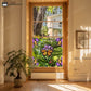 Floral Butterfly Stained Static Window Sticker