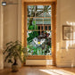 Floral Butterfly Stained Static Window Sticker