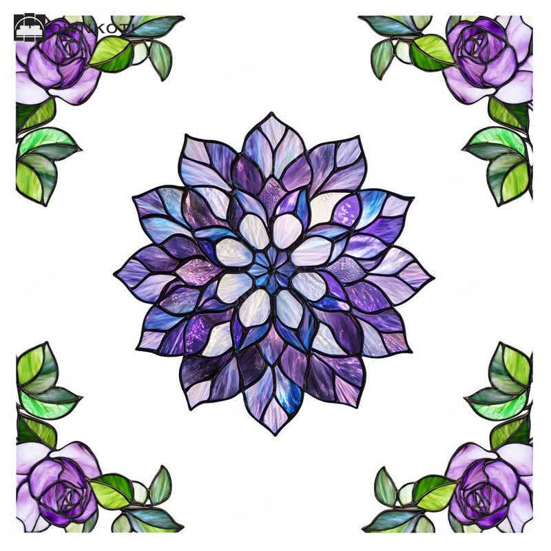 Elegant Floral Stained Static Window Sticker