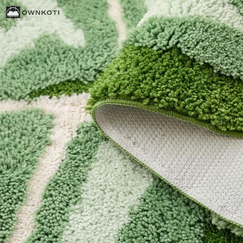 Green Tropical Leaves Non-slip Bath Mat