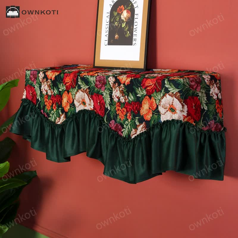Retro Floral Ruffle Air Conditioner Dust Cover