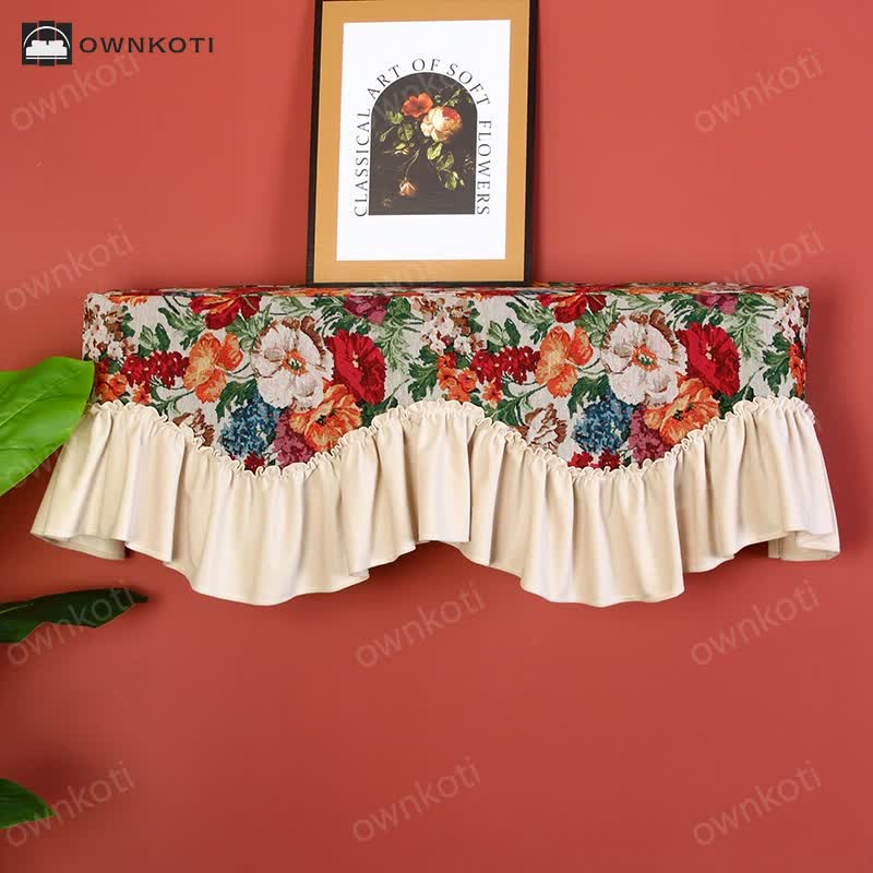 Retro Floral Ruffle Air Conditioner Dust Cover