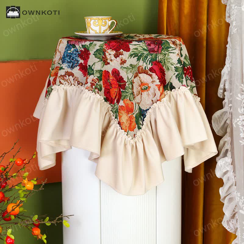 Retro Floral Ruffle Air Conditioner Cover