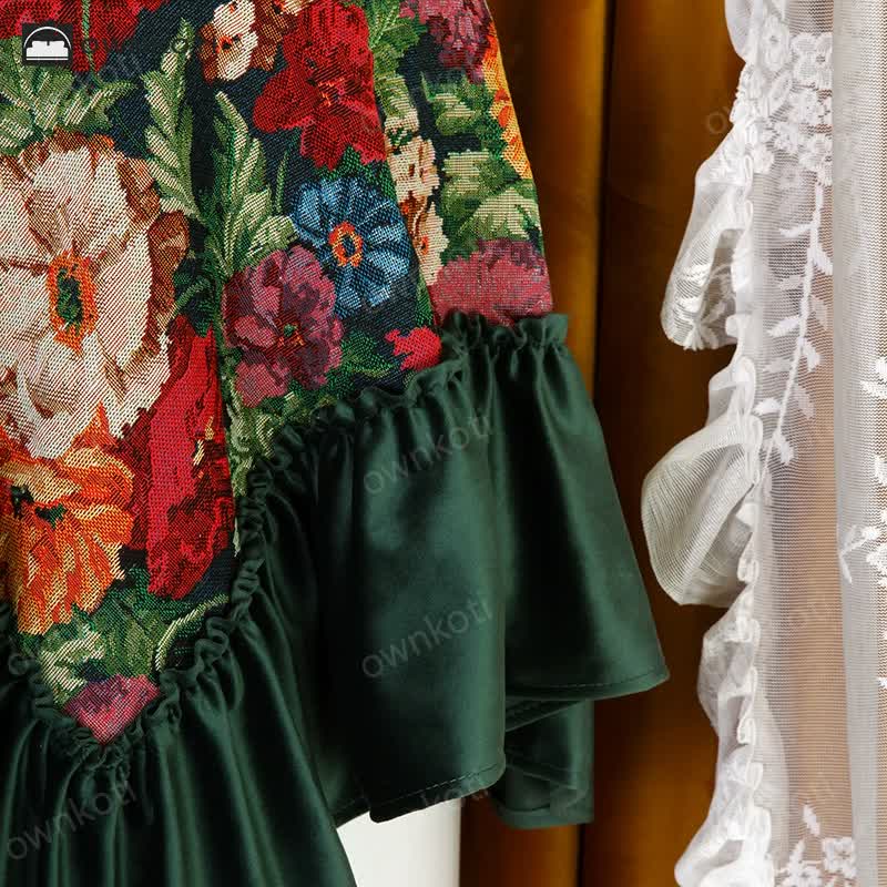 Retro Floral Ruffle Air Conditioner Cover