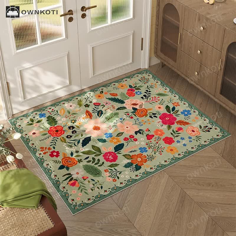 Pastoral Style Floral Dirt-resistant Absorbent Floor Mat
