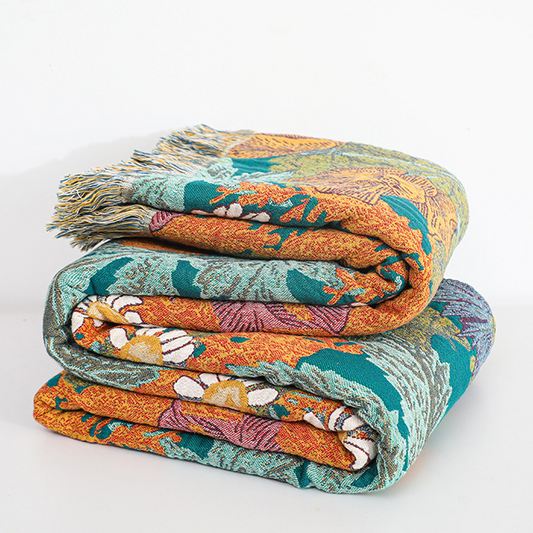 Garden Flower Cotton Gauze Reversible Blanket