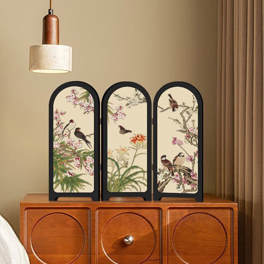 Floral Bird Folding Screen Desktop Painting