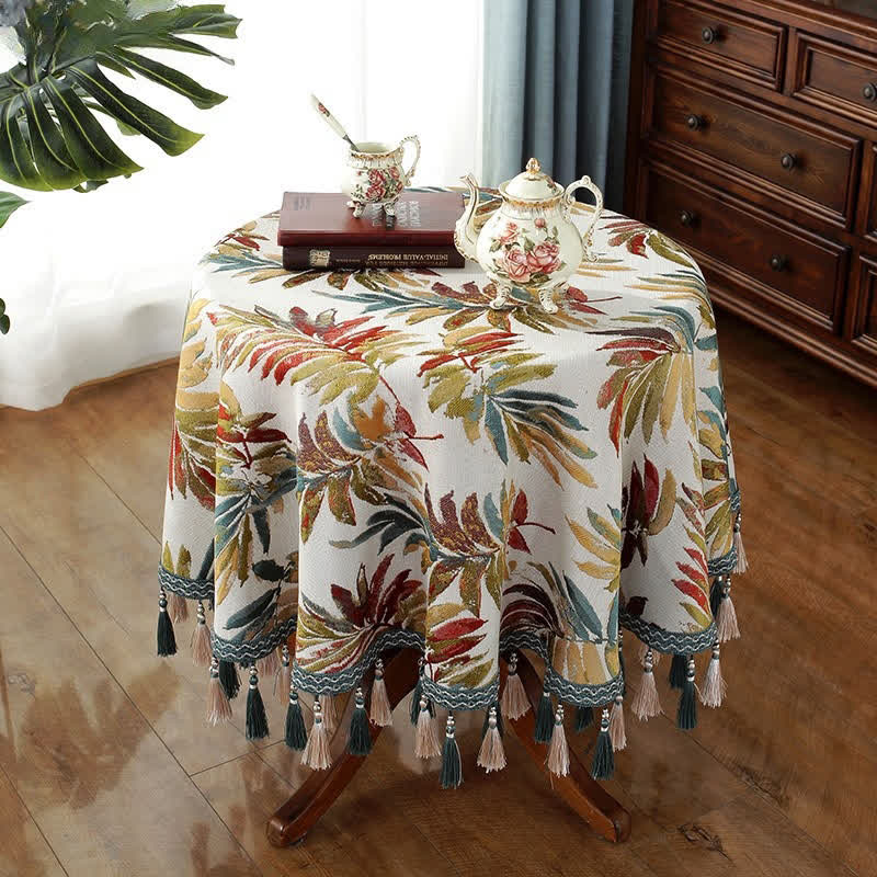 Chenille Jacquard Elegant Floral Tablecloth