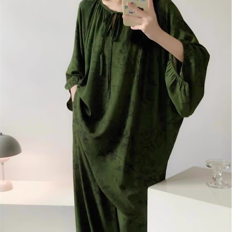 Ownkoti Retro Plus Size Soft Floral Nightwear Set - image 3