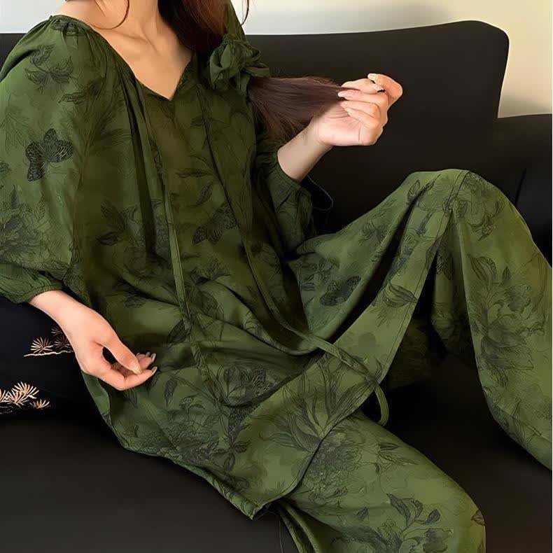 Ownkoti Retro Plus Size Soft Floral Nightwear Set - image 5