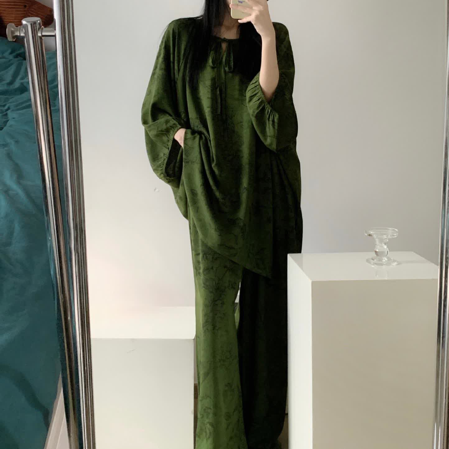 Ownkoti Retro Plus Size Soft Floral Nightwear Set - image 1