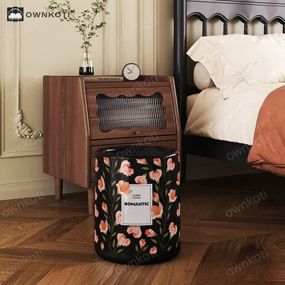 Durable Double Layer Vintage Floral Trash Can