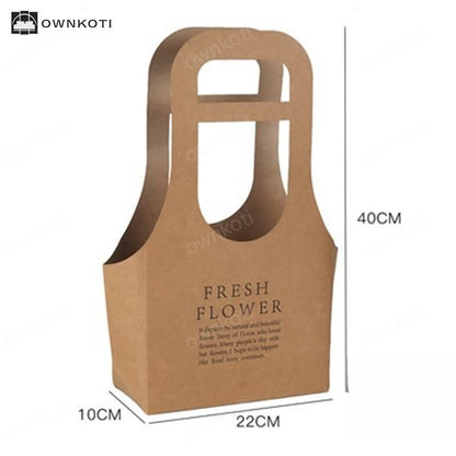 Kraft Paper Flower Gift Bags with Handle