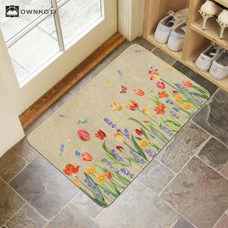 Vintage Spring Floral Decorative Floor Mat