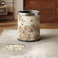 Luxurious Leather Floral Bird Durable Trash Can