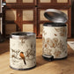 Luxurious Leather Floral Bird Durable Trash Can
