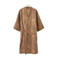 Jacquard Floral Gauze Lightweight Bathrobe - Brown - XL - image 9