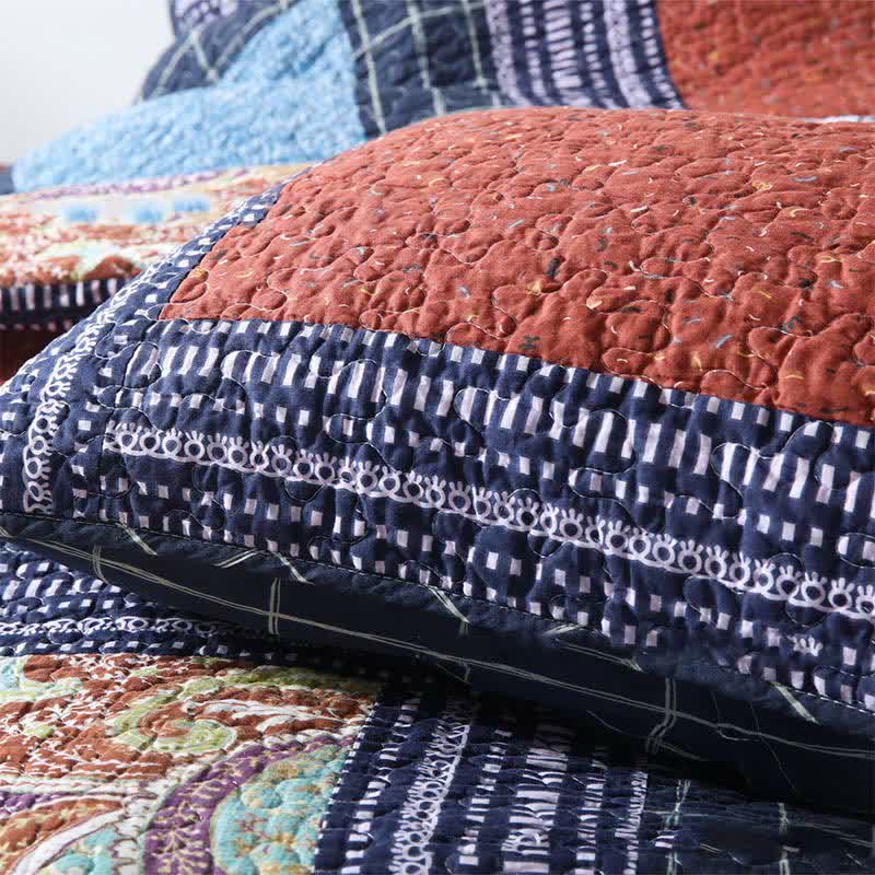 Retro Paisley Quilted Cotton Bedding Set(3PCS)