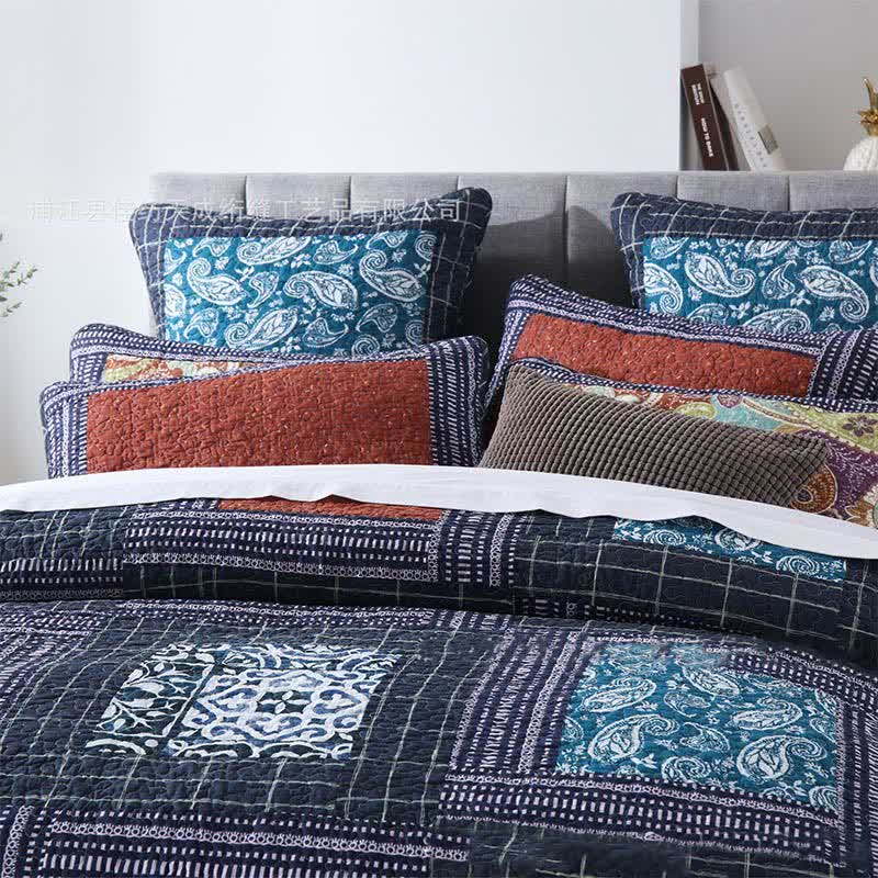 Retro Paisley Quilted Cotton Bedding Set(3PCS)