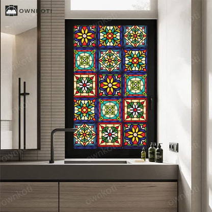 Exotic Stained Privacy Static Frosted Film