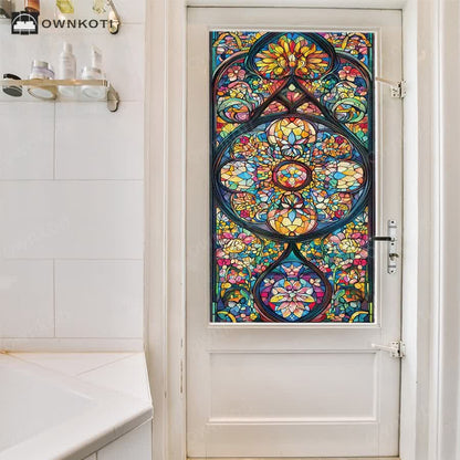 Vintage Stained Baroque Static Frosted Privacy Film