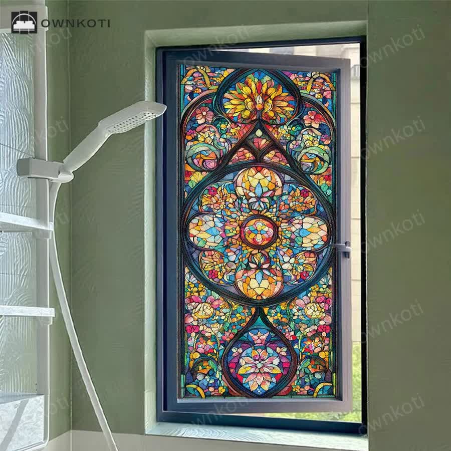 Vintage Stained Baroque Static Frosted Privacy Film