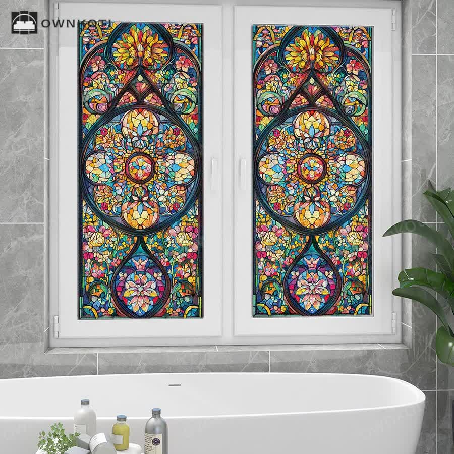 Vintage Stained Baroque Static Frosted Privacy Film