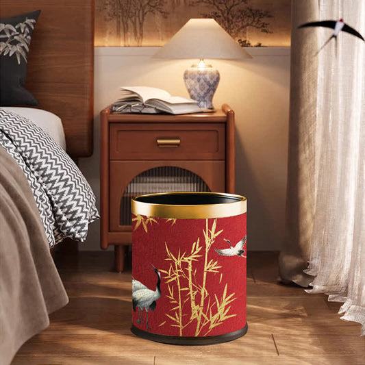 Elegant Red-crowned Bamboo Durable Trash Bin