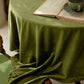 French Vintage Olive Green Velvet Tablecloth