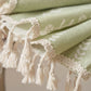 Rustic Floral Leaf Curve Tassel Sheer Curtain