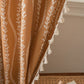 Rustic Floral Leaf Curve Tassel Sheer Curtain