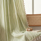 Rustic Floral Leaf Curve Tassel Sheer Curtain