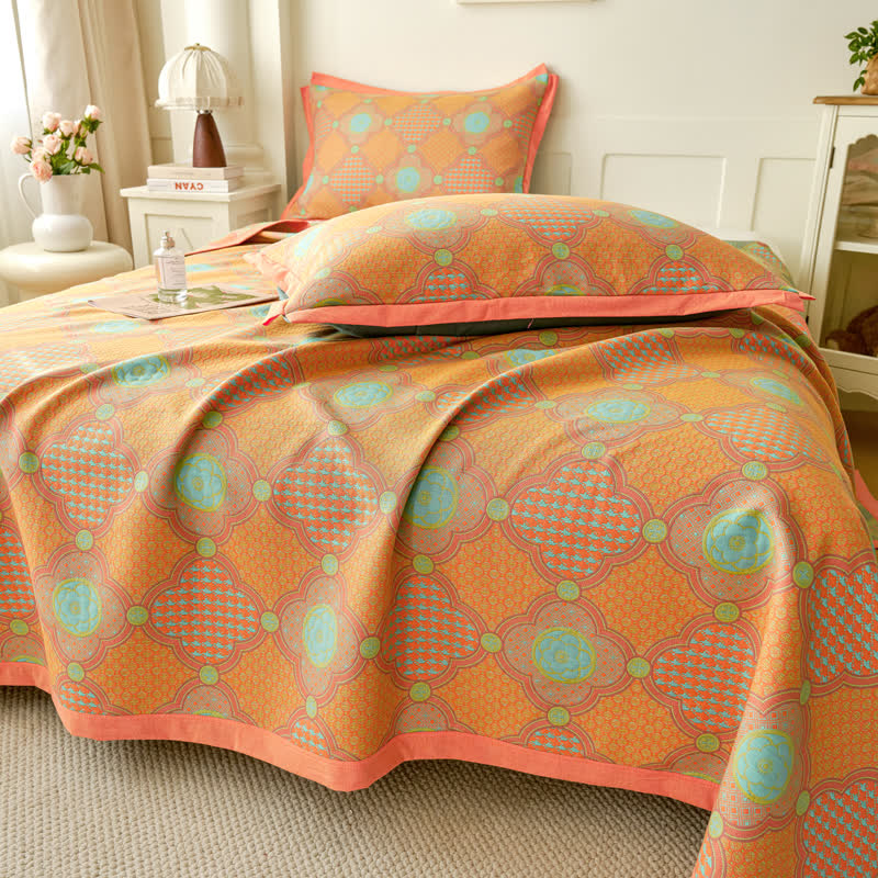Artistic Camellia Reversible Cotton Jacquard Quilt