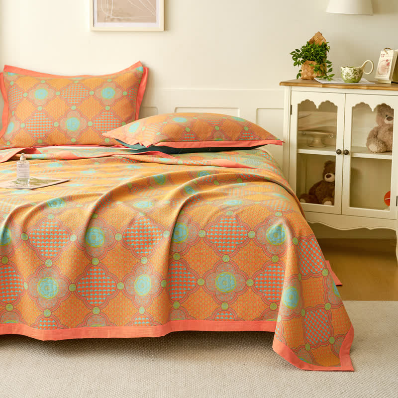 Artistic Camellia Reversible Cotton Jacquard Quilt