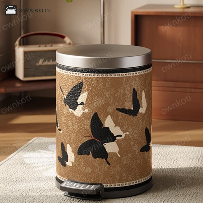 Rural Stainless Steel Leather Durable Trash Bin